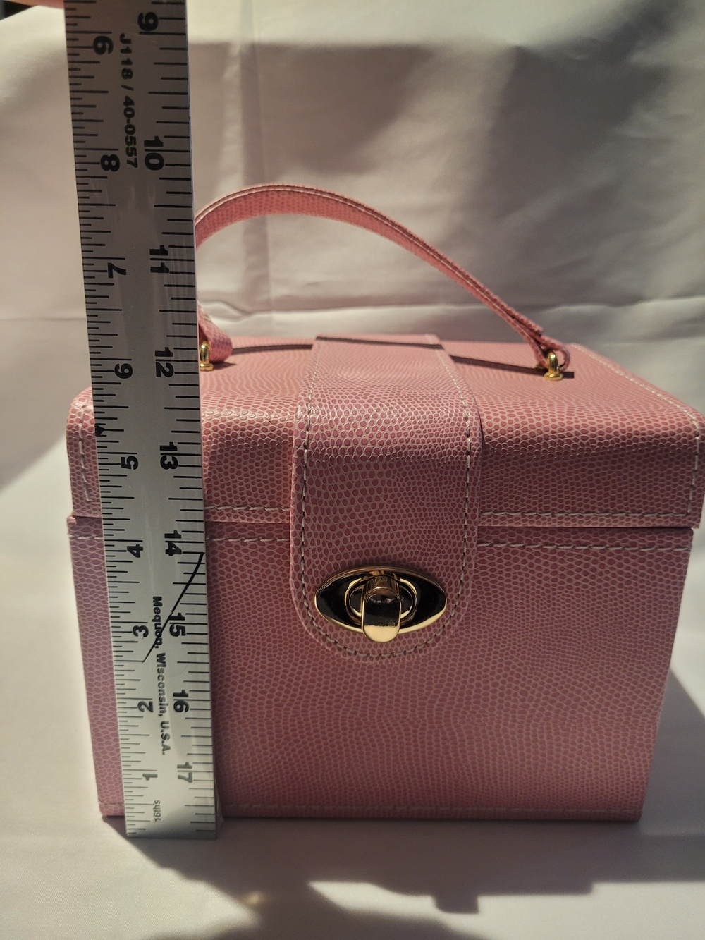 Structured Pink Top-Handle Jewelry Case - Picture 9 of 10